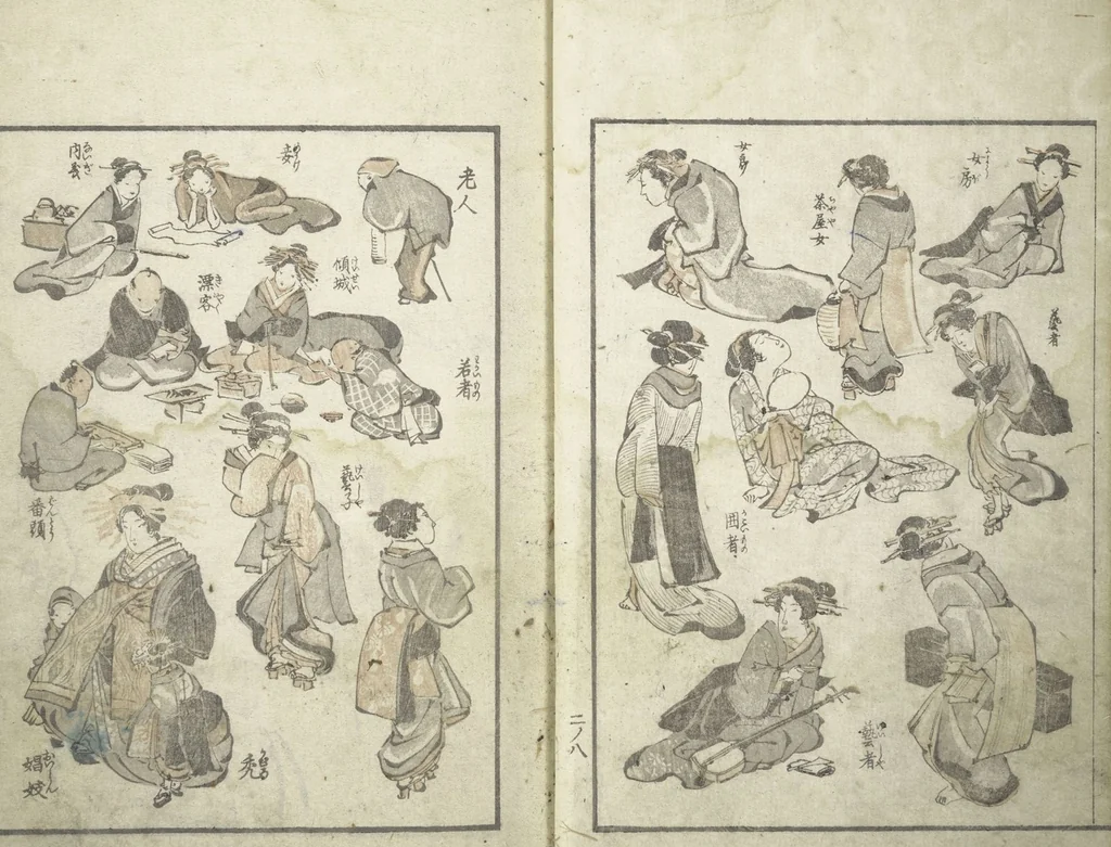 An illustration from Picture Album of the Floating World (Ukiyo efu 浮世画譜) : [volume 2], 1820, leaf 11