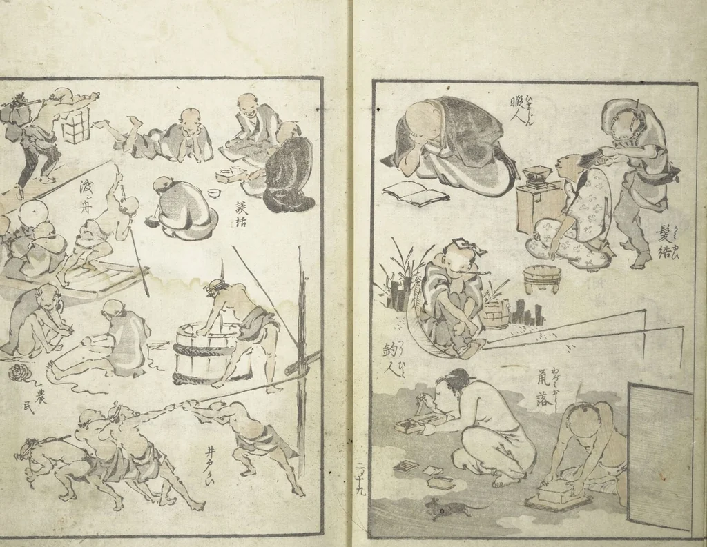 An illustration from Picture Album of the Floating World (Ukiyo efu 浮世画譜) : [volume 2], 1820, leaf 22