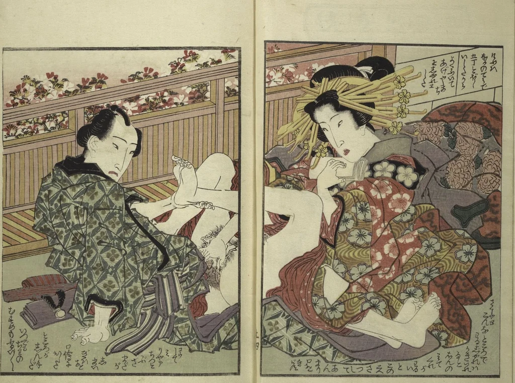 An illustration from An Erotic Picture Book of Snow on Fuji (Enpon fuji no yuki 艶本 婦慈のゆき), 1824, leaf 8