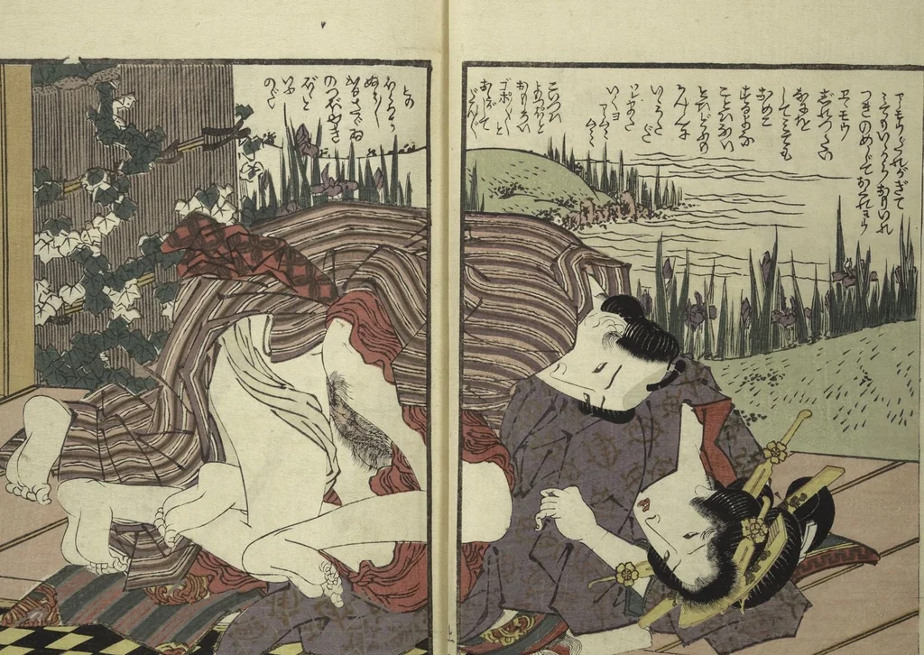 An illustration from An Erotic Picture Book of Snow on Fuji (Enpon fuji no yuki 艶本 婦慈のゆき), 1824, leaf 9