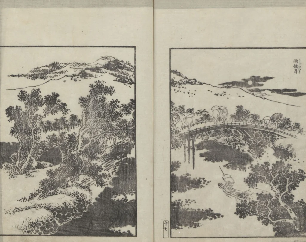 An illustration from Examples of Hokusai's Drawing (Hokusai gashiki 北斎画式), 1818, leaf 21