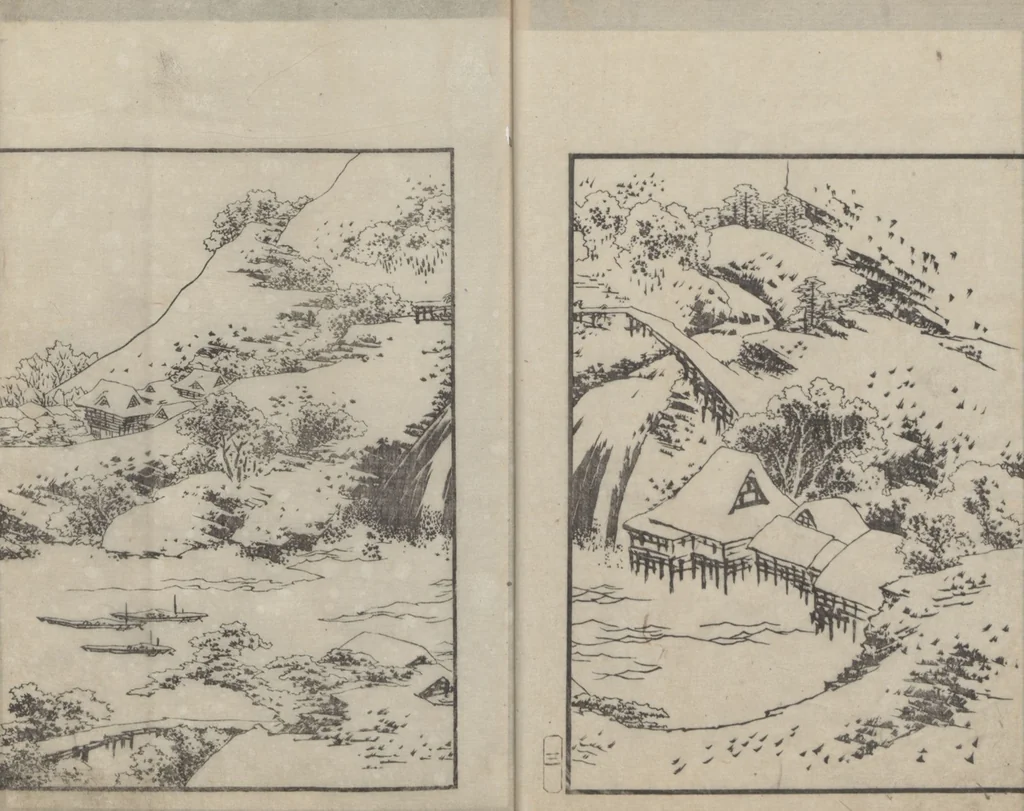 An illustration from Examples of Hokusai's Drawing (Hokusai gashiki 北斎画式), 1818, leaf 7