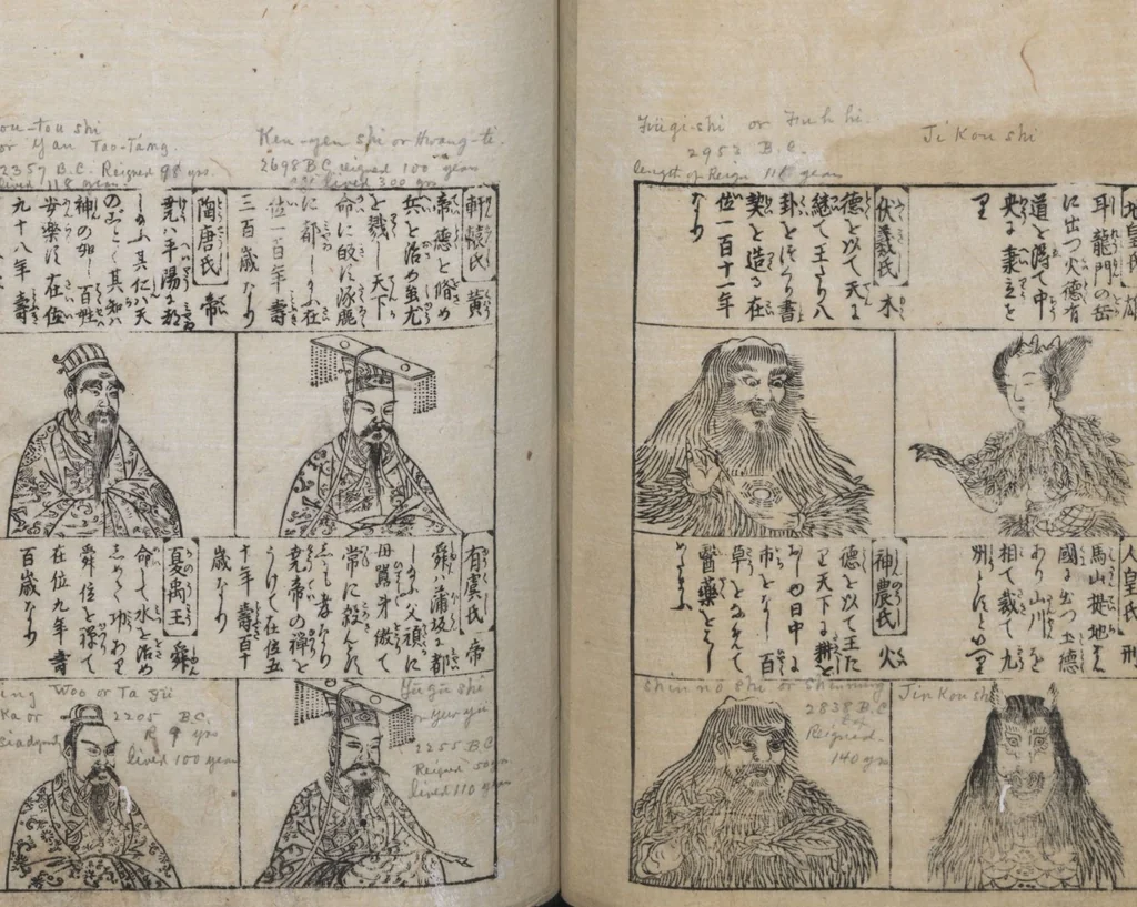 An illustration from Illustrated Encyclopedia of China (Morokoshi kinmō zui 唐土訓蒙図彙) : [volume 1], 1718, leaf 66