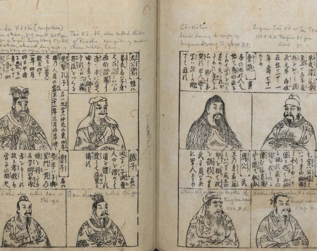 An illustration from Illustrated Encyclopedia of China (Morokoshi kinmō zui 唐土訓蒙図彙) : [volume 1], 1718, leaf 69