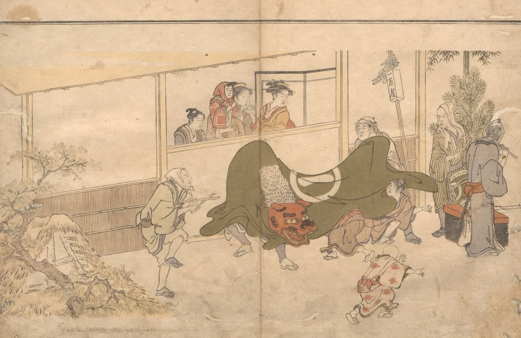 An illustration from Picture Book with Playful Poems for the Young God Ebisu (Ehon waka Ebisu), 1792, leaf 10