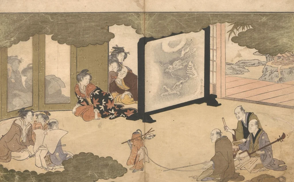 An illustration from Picture Book with Playful Poems for the Young God Ebisu (Ehon waka Ebisu), 1792, leaf 5