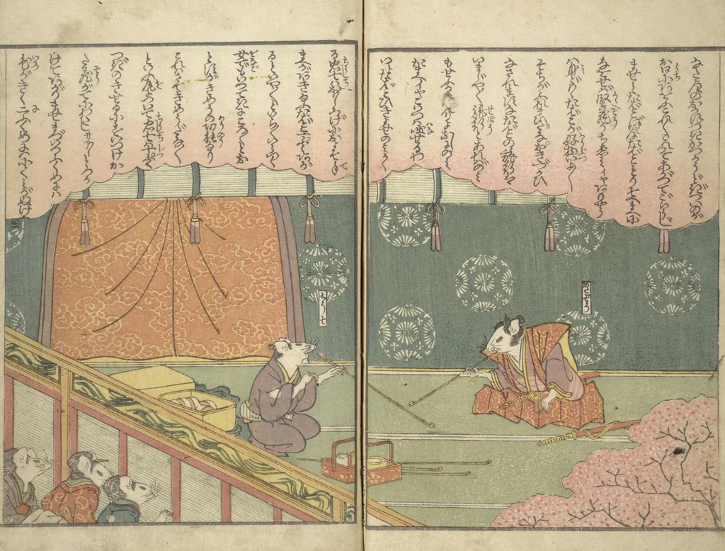 An illustration from Stories of a Fortunate Rat (Komochi nezumi hana no yamauba 持子鼠花山姥) : [volume 1], 1827, leaf 15