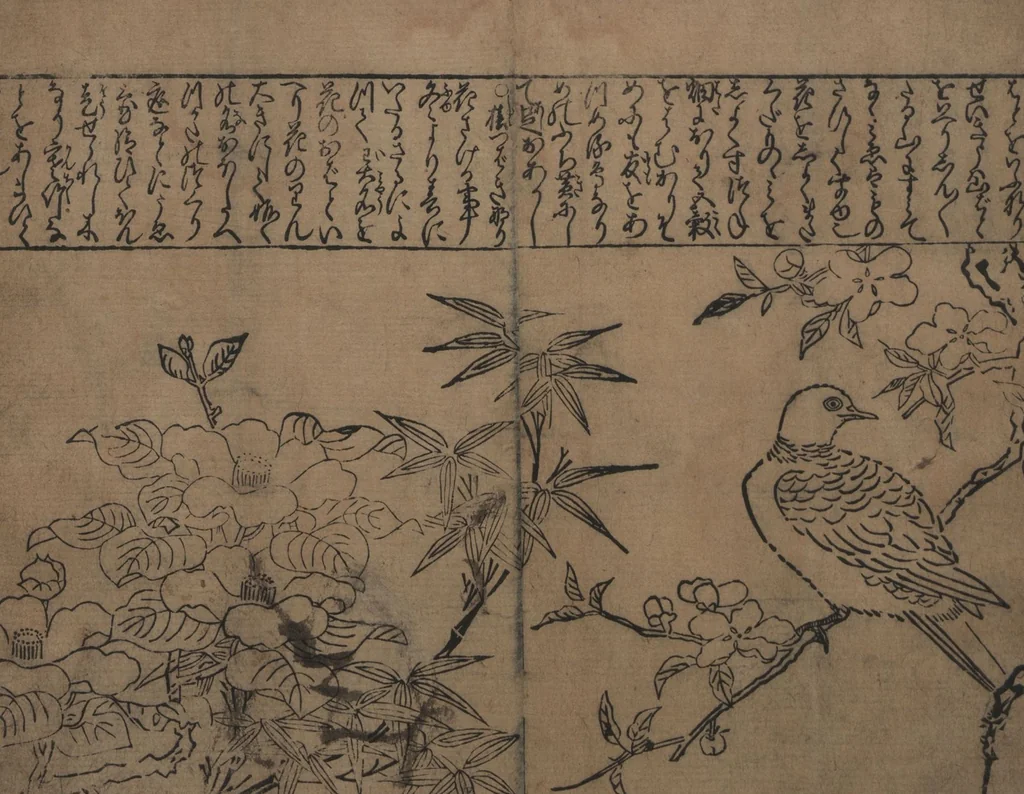 An illustration from Illustrations of Birds and Flowers (Kachō e-zukushi 花鳥絵づくし), 1683, leaf 16