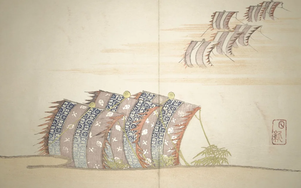 An illustration from Album of the New Year (Aratama jō 新玉帖), leaf 6