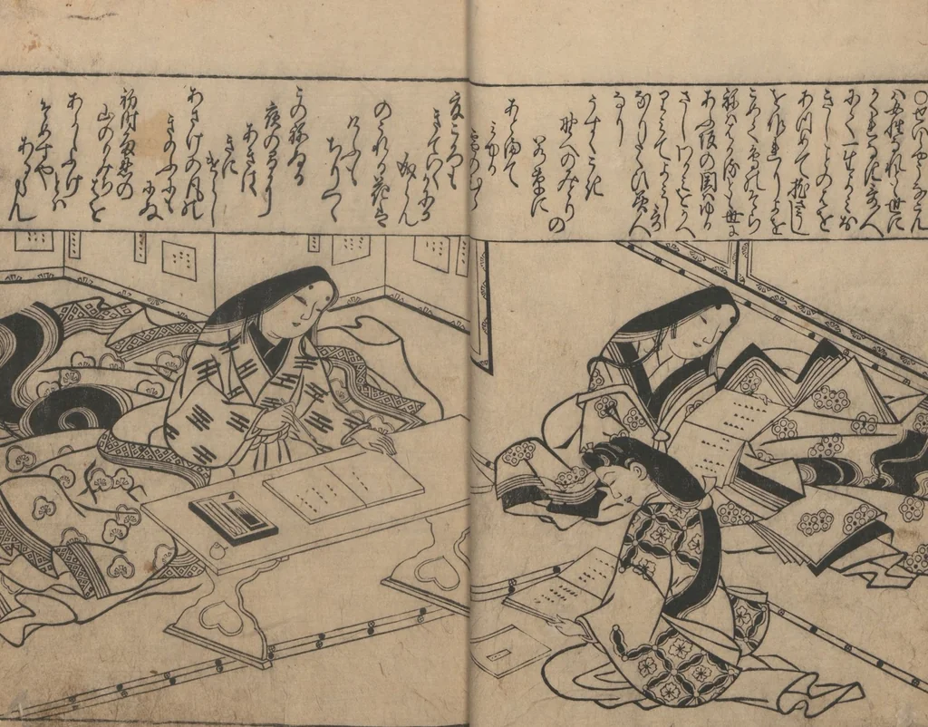 An illustration from Illustrations of Beautiful Women (Bijin e-zukushi 美人絵づくし) : [volume 1], 1683, leaf 10