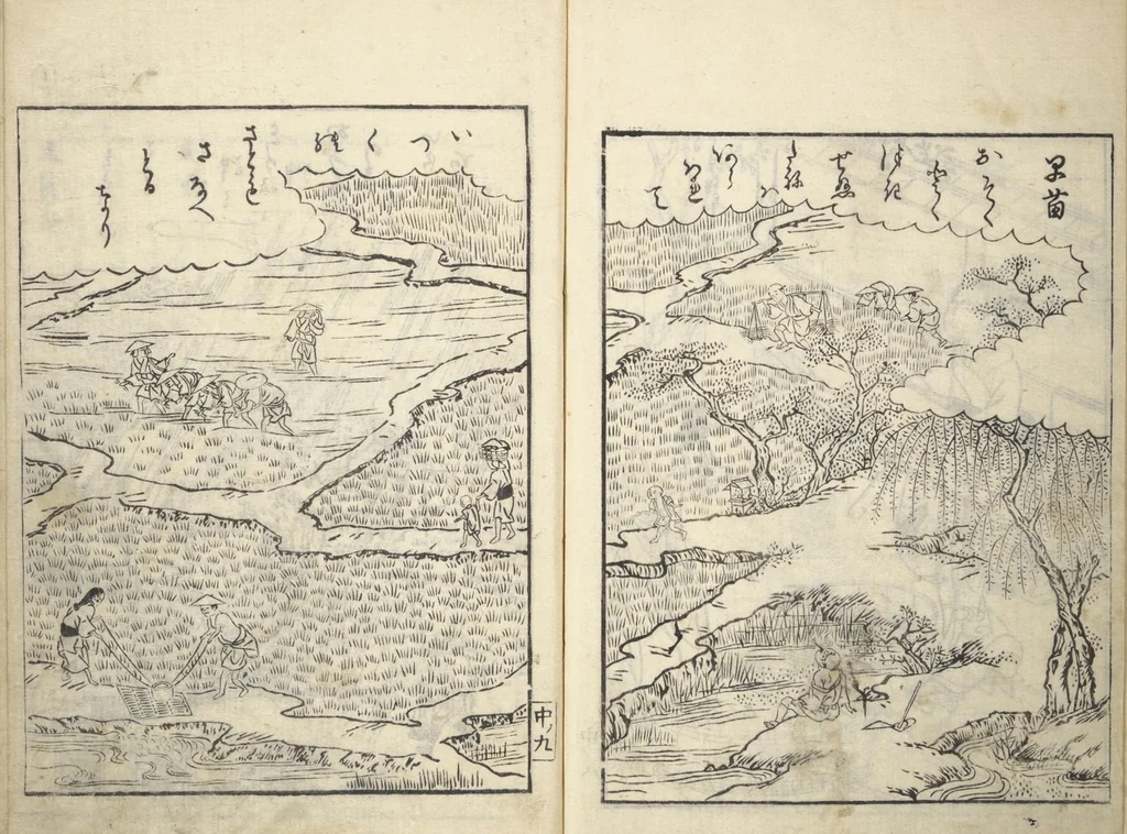 An illustration from Picture Book of Gold Brocades (Ehon kokinran 絵本古錦蘭) : [volume 2], 1763, leaf 10