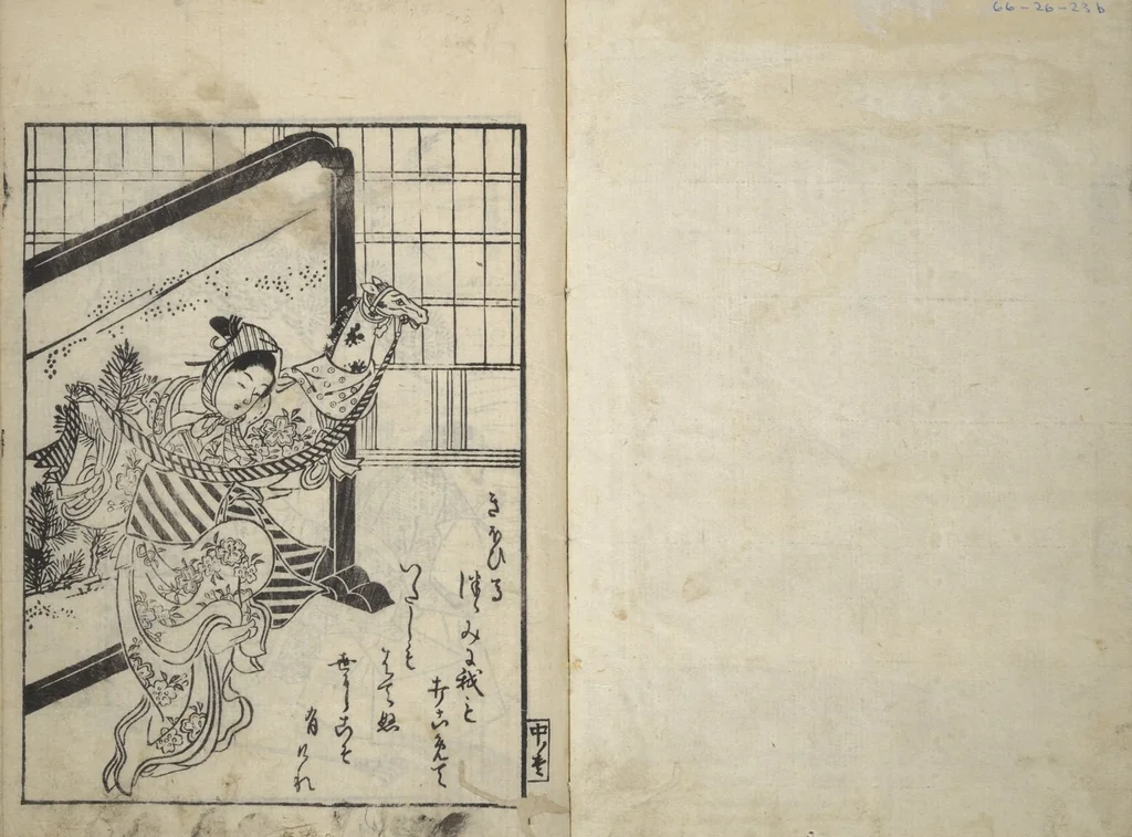 An illustration from Picture Book of Gold Brocades (Ehon kokinran 絵本古錦蘭) : [volume 2], 1763, leaf 2
