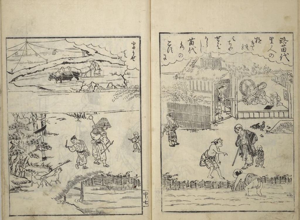 An illustration from Picture Book of Gold Brocades (Ehon kokinran 絵本古錦蘭) : [volume 2], 1763, leaf 8