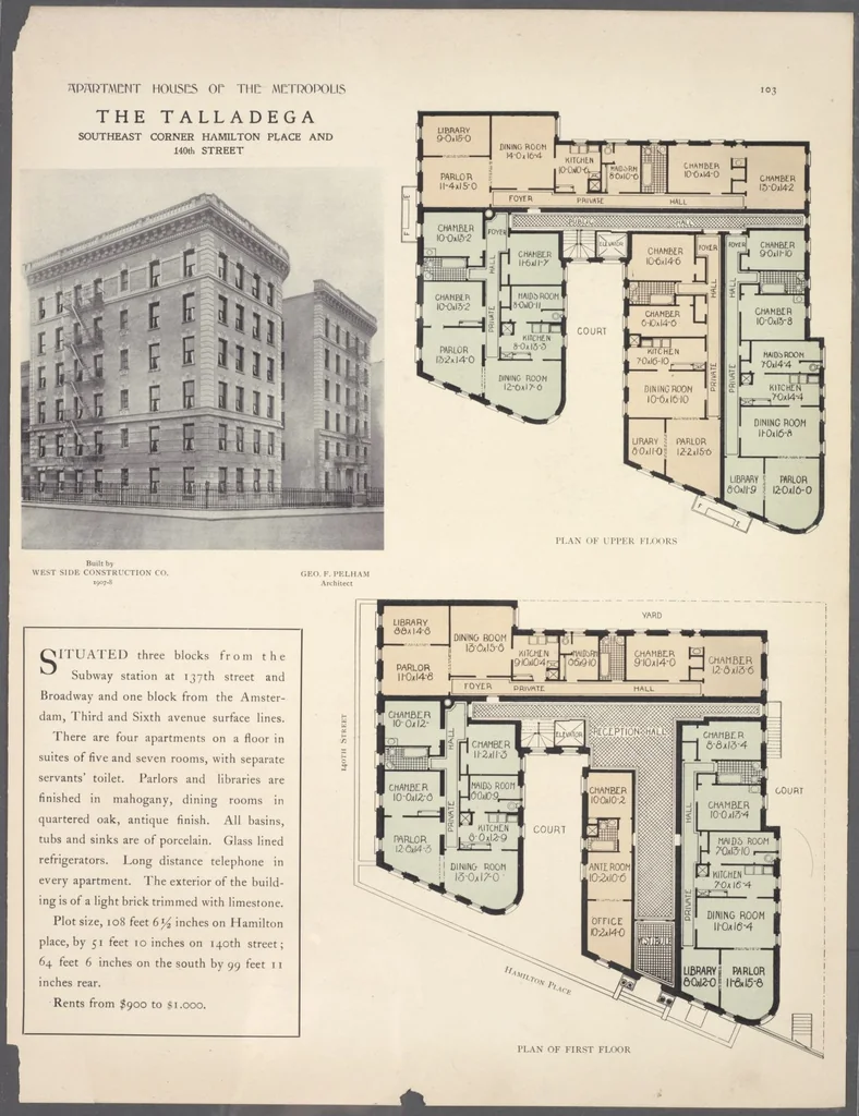 An illustration from Apartment houses of the metropolis, 1908, leaf 103