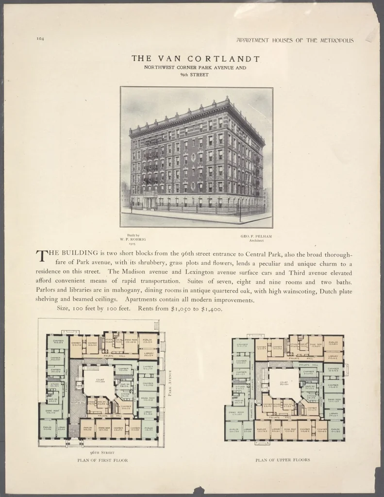 An illustration from Apartment houses of the metropolis, 1908, leaf 104