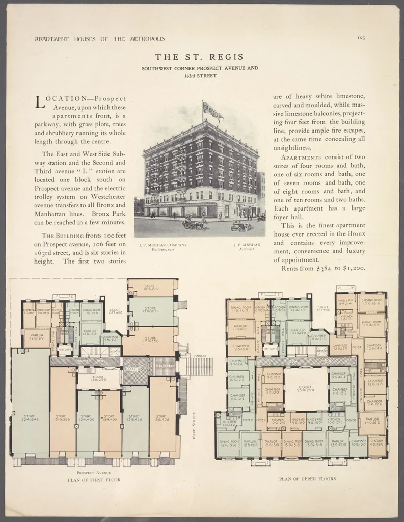 An illustration from Apartment houses of the metropolis, 1908, leaf 105