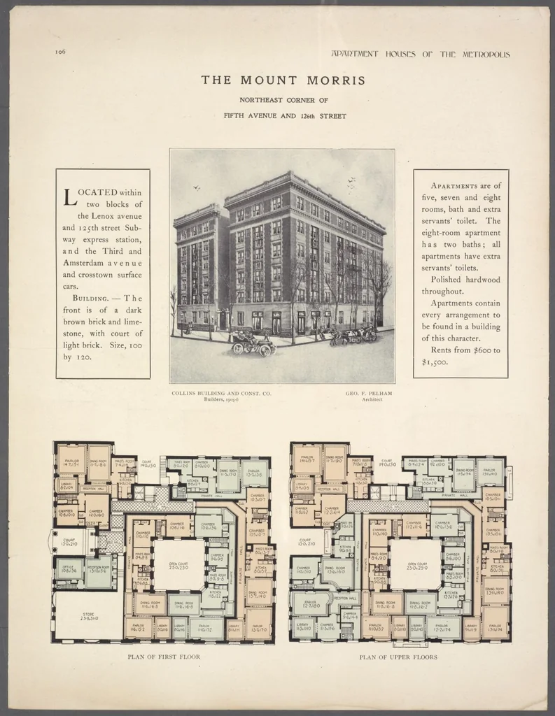 An illustration from Apartment houses of the metropolis, 1908, leaf 106
