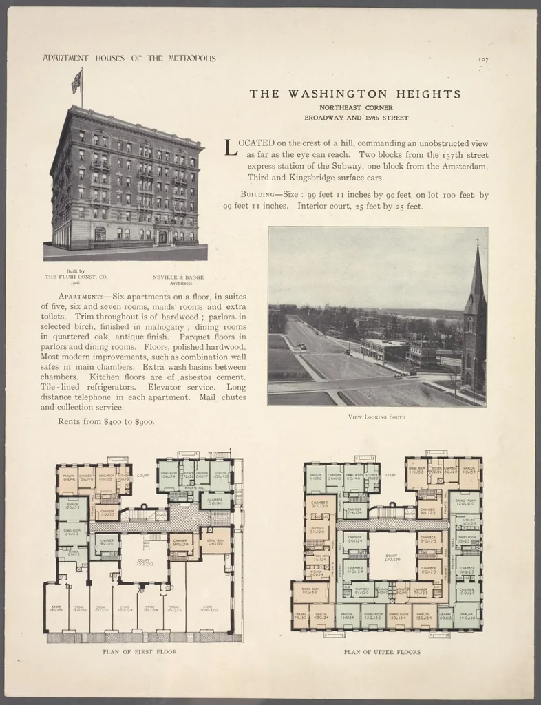 An illustration from Apartment houses of the metropolis, 1908, leaf 107