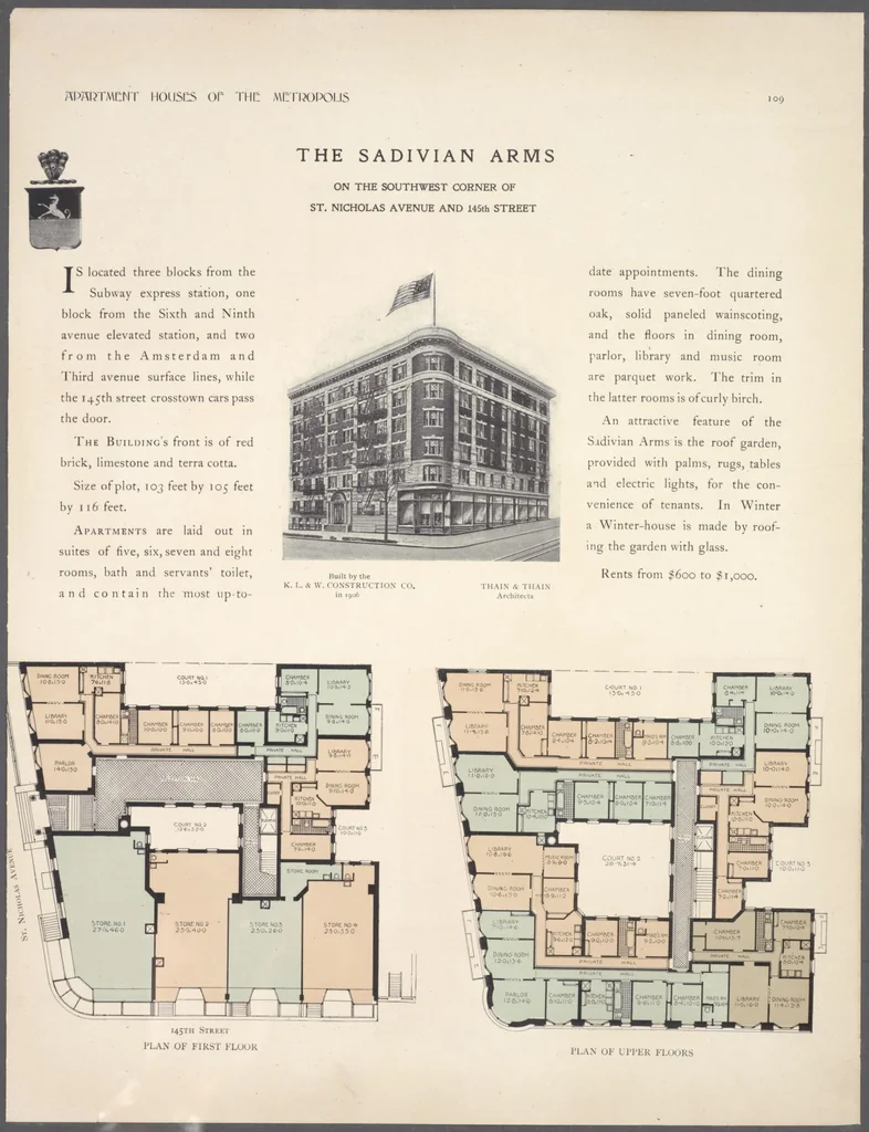 An illustration from Apartment houses of the metropolis, 1908, leaf 109