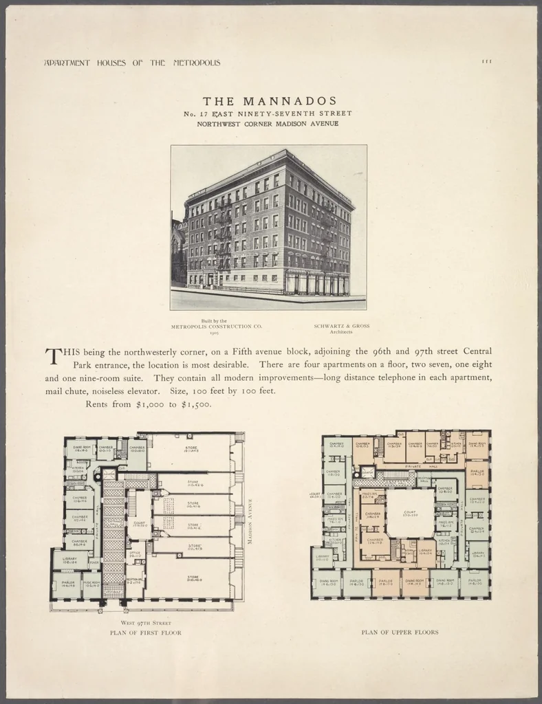 An illustration from Apartment houses of the metropolis, 1908, leaf 111