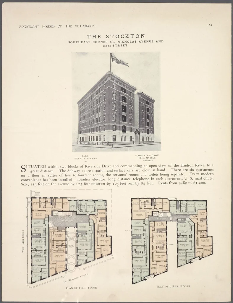 An illustration from Apartment houses of the metropolis, 1908, leaf 113