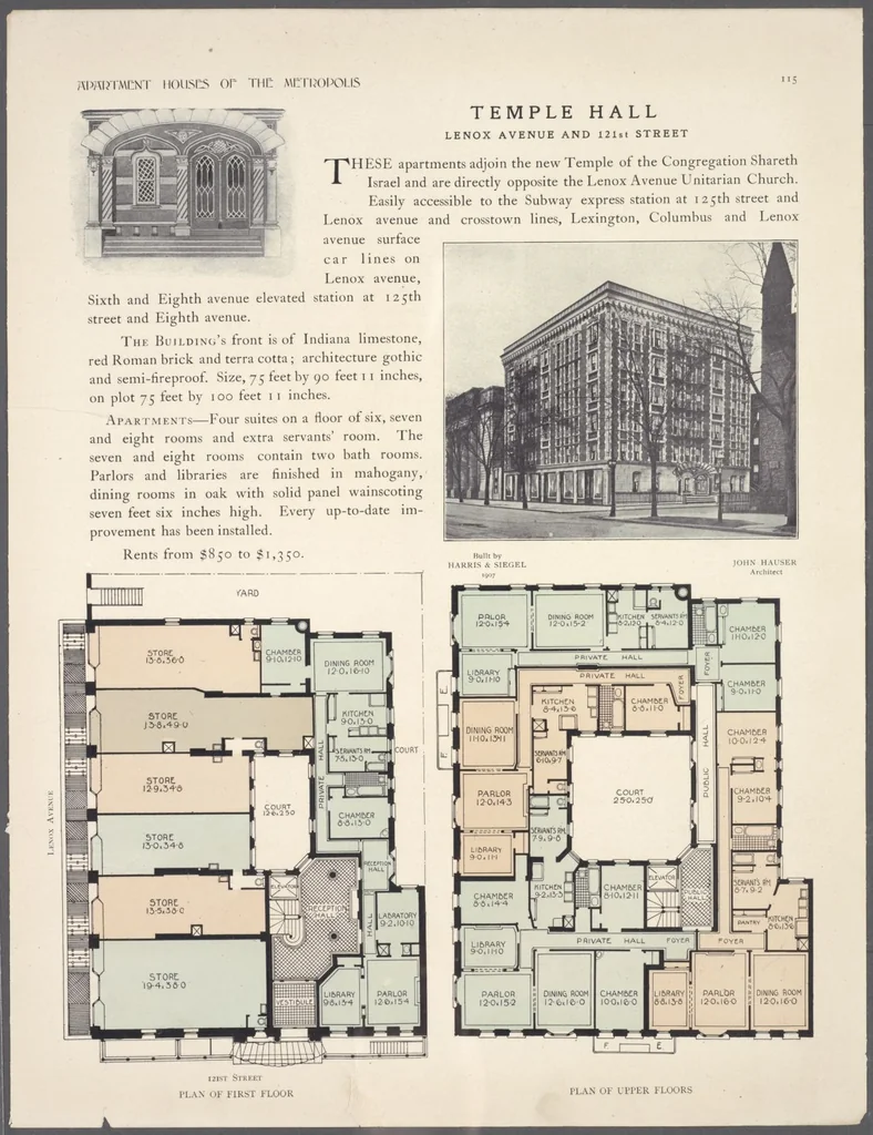 An illustration from Apartment houses of the metropolis, 1908, leaf 115