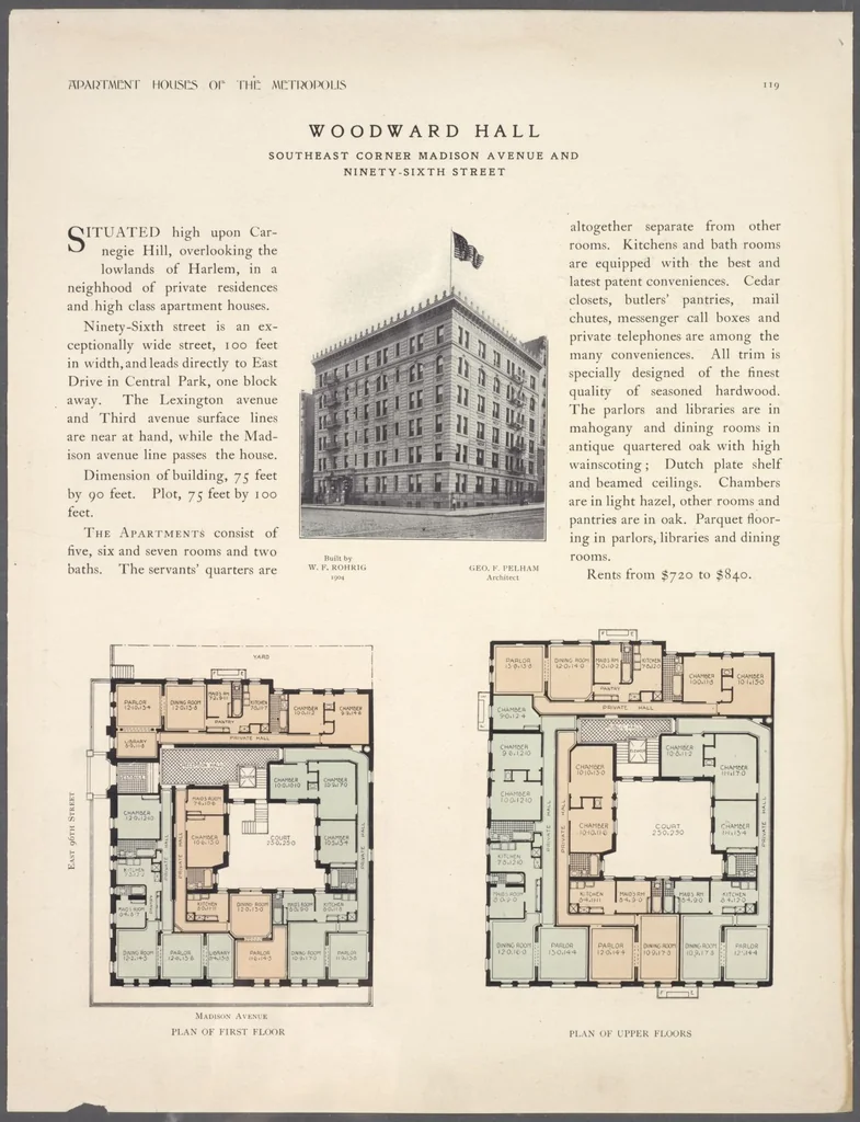 An illustration from Apartment houses of the metropolis, 1908, leaf 119