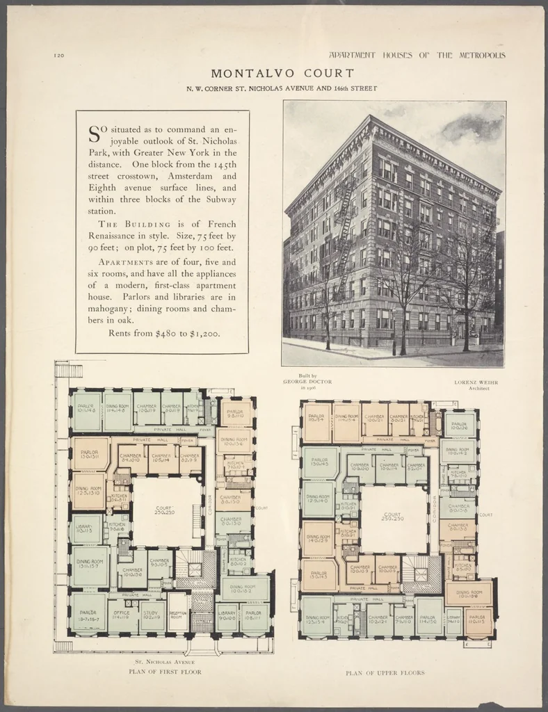 An illustration from Apartment houses of the metropolis, 1908, leaf 120