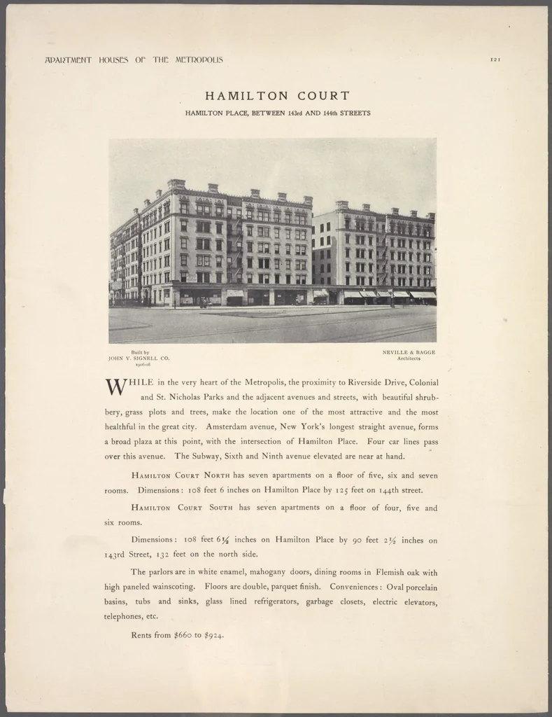 An illustration from Apartment houses of the metropolis, 1908, leaf 121
