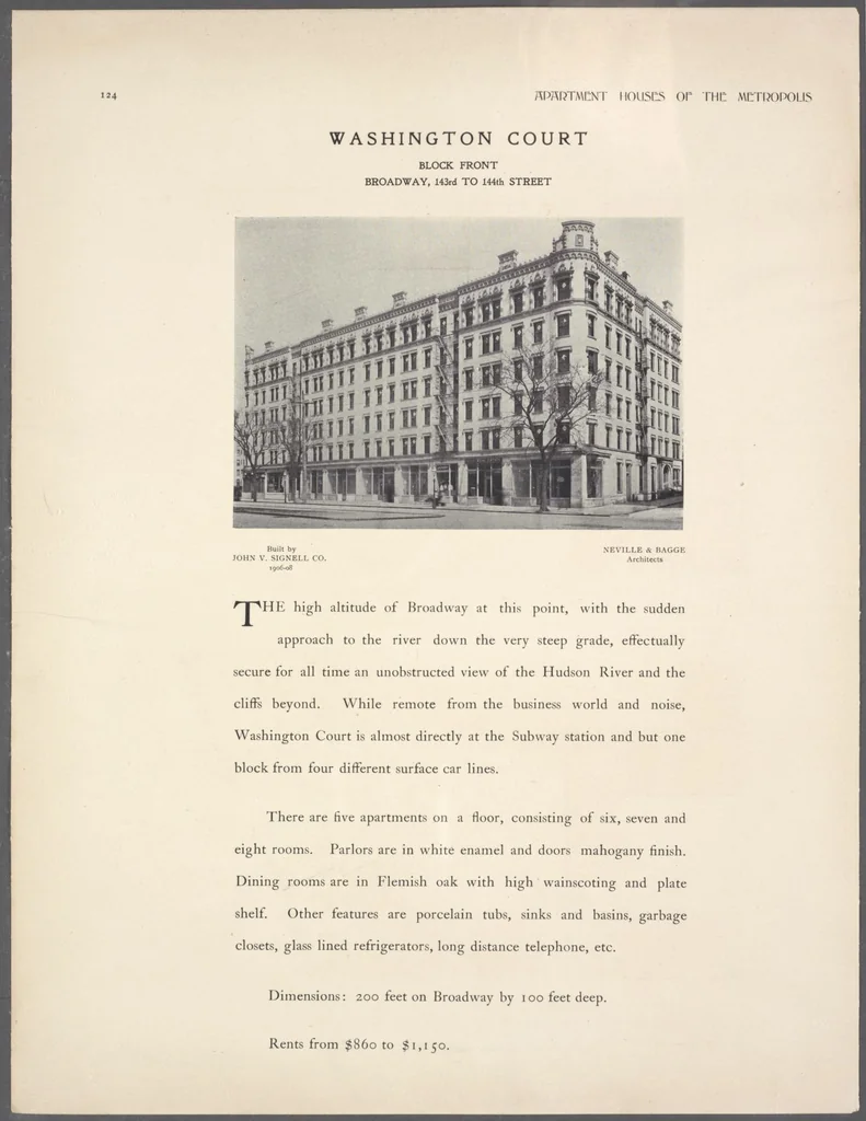 An illustration from Apartment houses of the metropolis, 1908, leaf 124