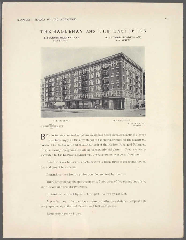 An illustration from Apartment houses of the metropolis, 1908, leaf 127