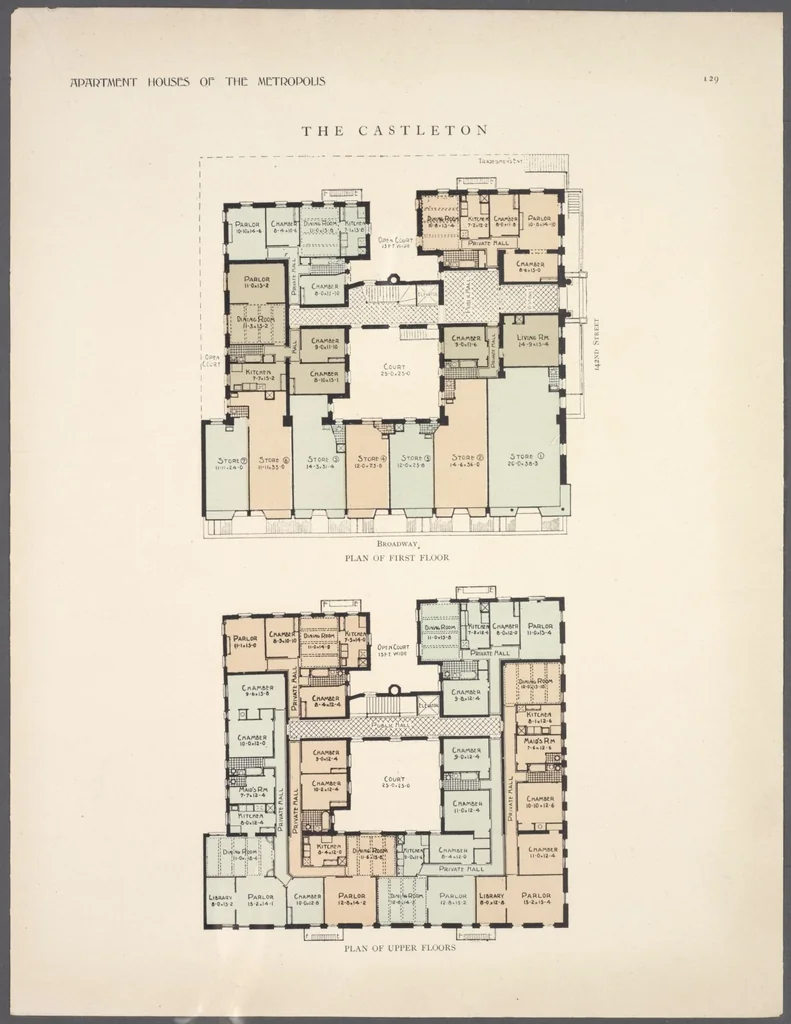 An illustration from Apartment houses of the metropolis, 1908, leaf 129