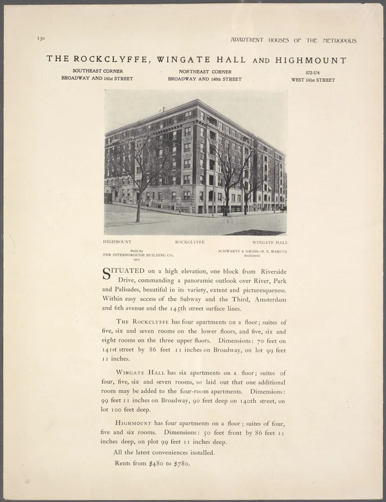 An illustration from Apartment houses of the metropolis, 1908, leaf 130