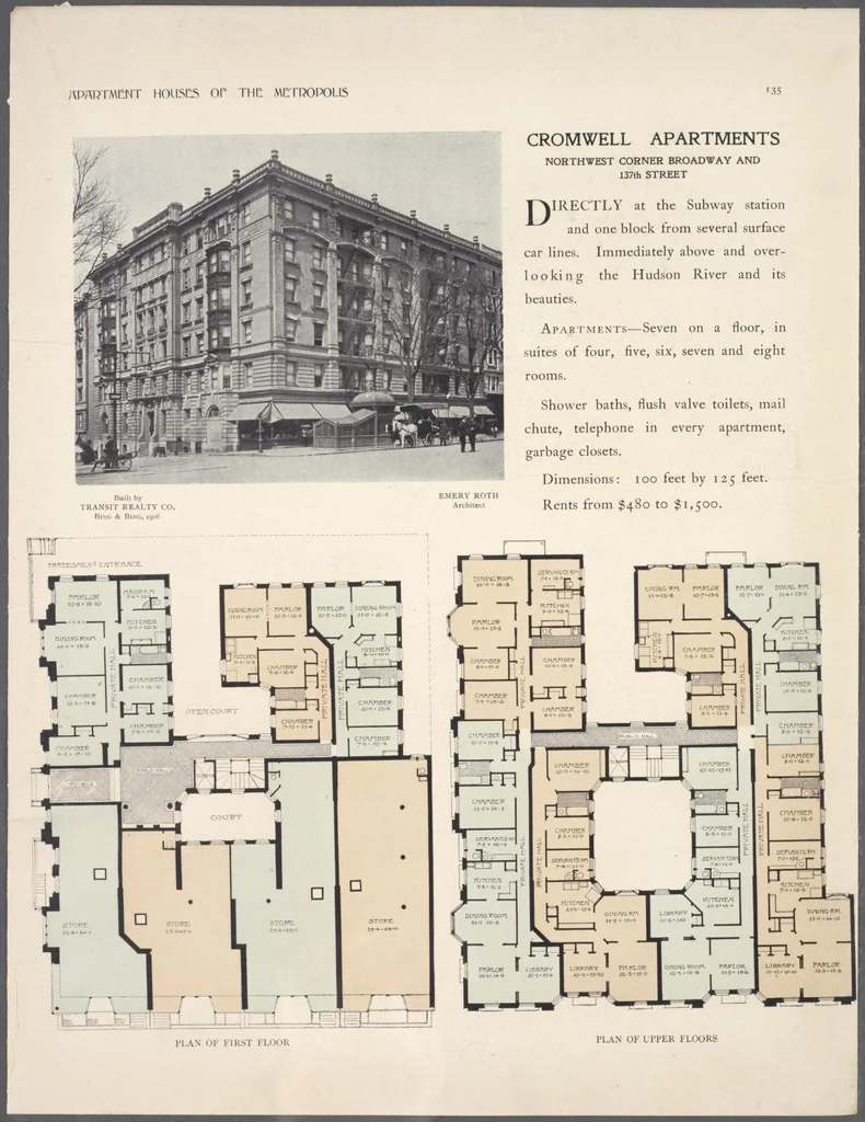 An illustration from Apartment houses of the metropolis, 1908, leaf 135