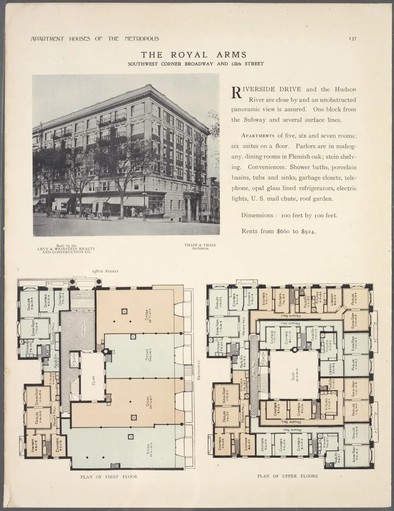 An illustration from Apartment houses of the metropolis, 1908, leaf 137