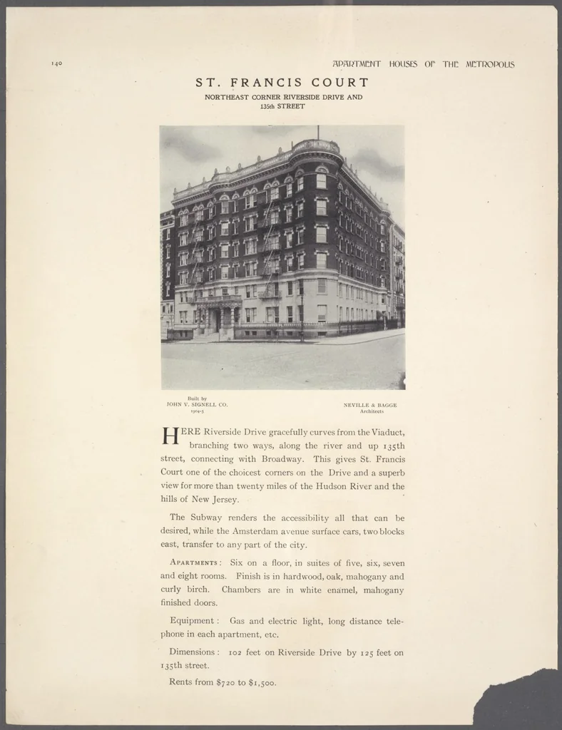 An illustration from Apartment houses of the metropolis, 1908, leaf 140