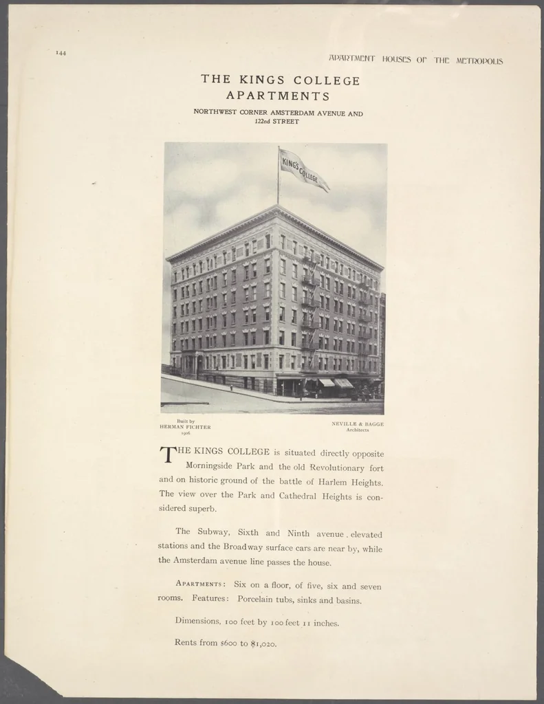 An illustration from Apartment houses of the metropolis, 1908, leaf 144