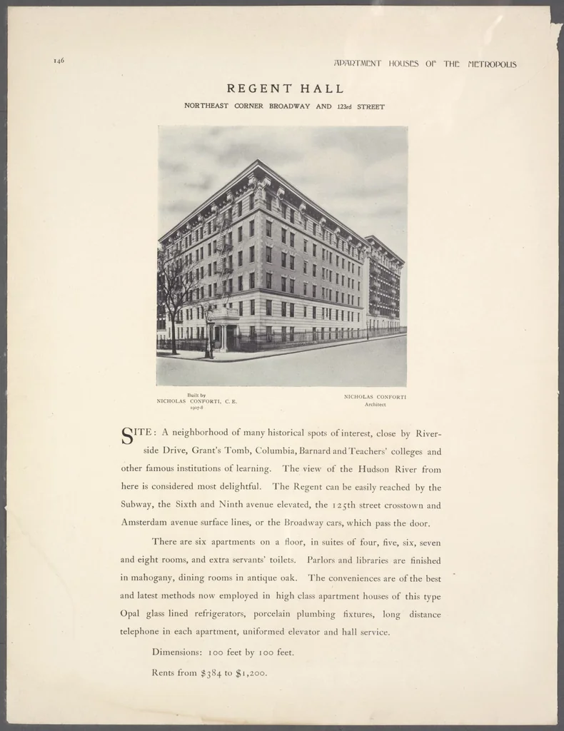 An illustration from Apartment houses of the metropolis, 1908, leaf 146