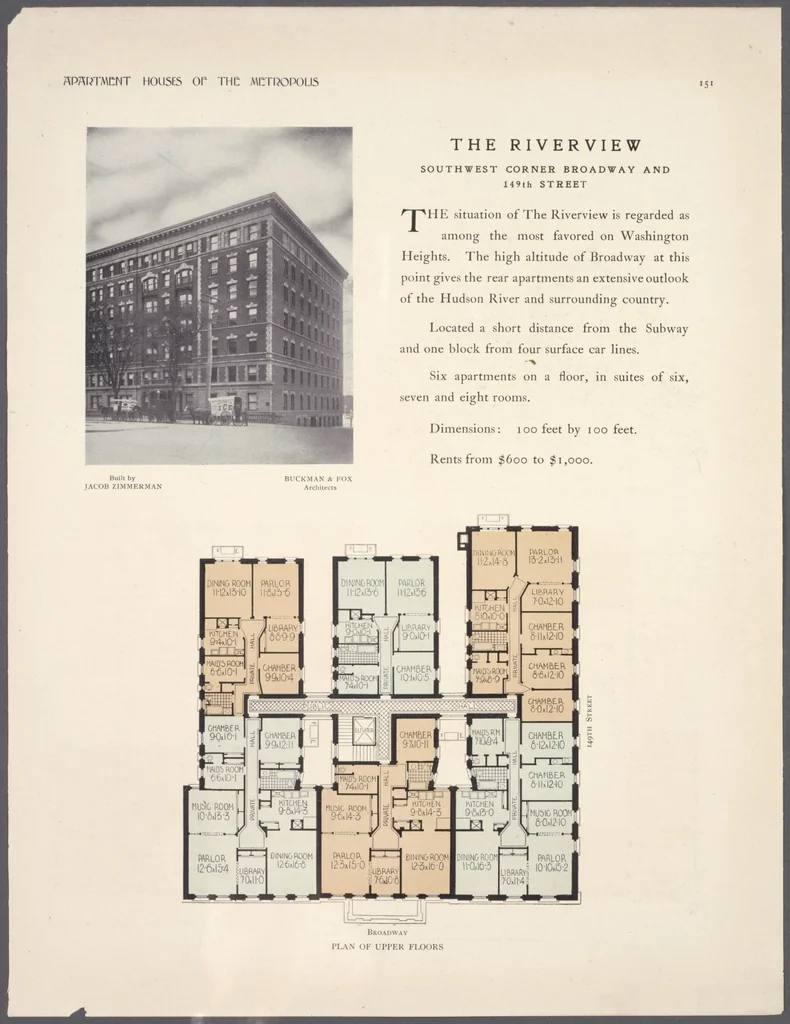 An illustration from Apartment houses of the metropolis, 1908, leaf 151