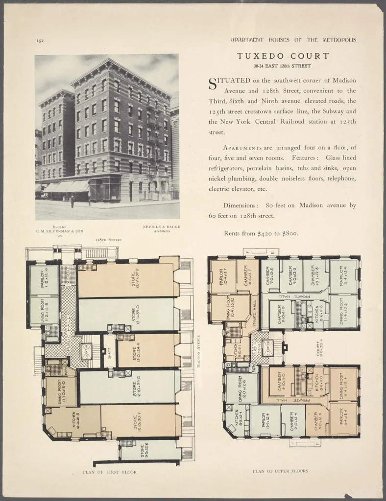 An illustration from Apartment houses of the metropolis, 1908, leaf 152