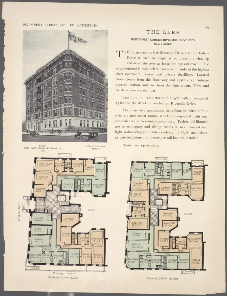 An illustration from Apartment houses of the metropolis, 1908, leaf 159