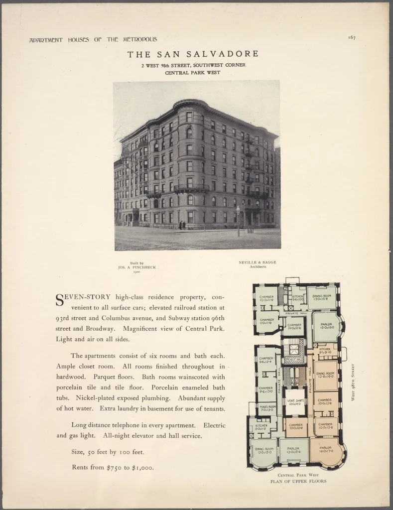 An illustration from Apartment houses of the metropolis, 1908, leaf 167