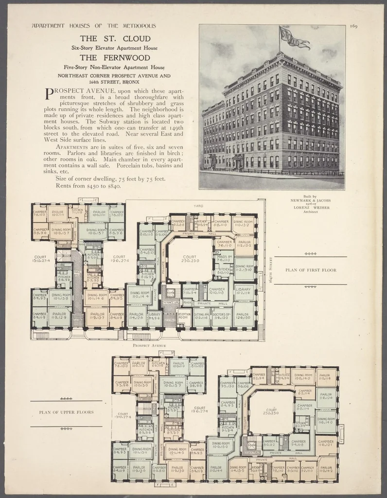 An illustration from Apartment houses of the metropolis, 1908, leaf 169