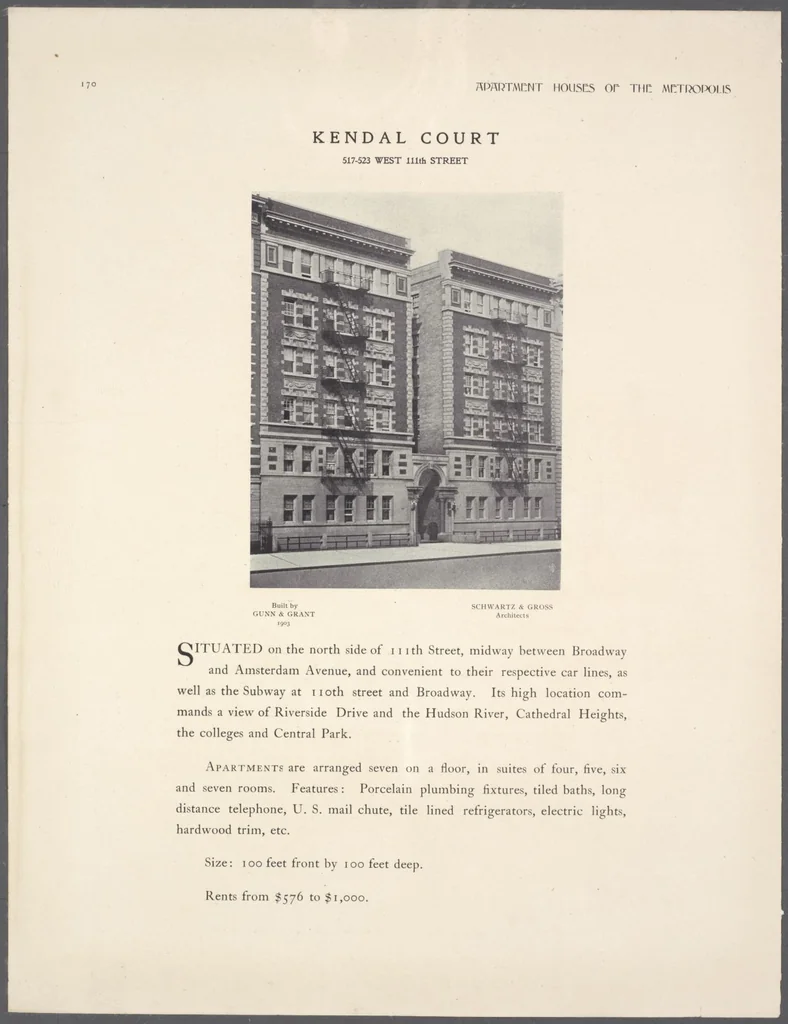 An illustration from Apartment houses of the metropolis, 1908, leaf 170