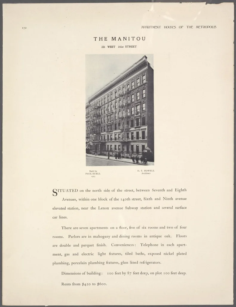 An illustration from Apartment houses of the metropolis, 1908, leaf 172