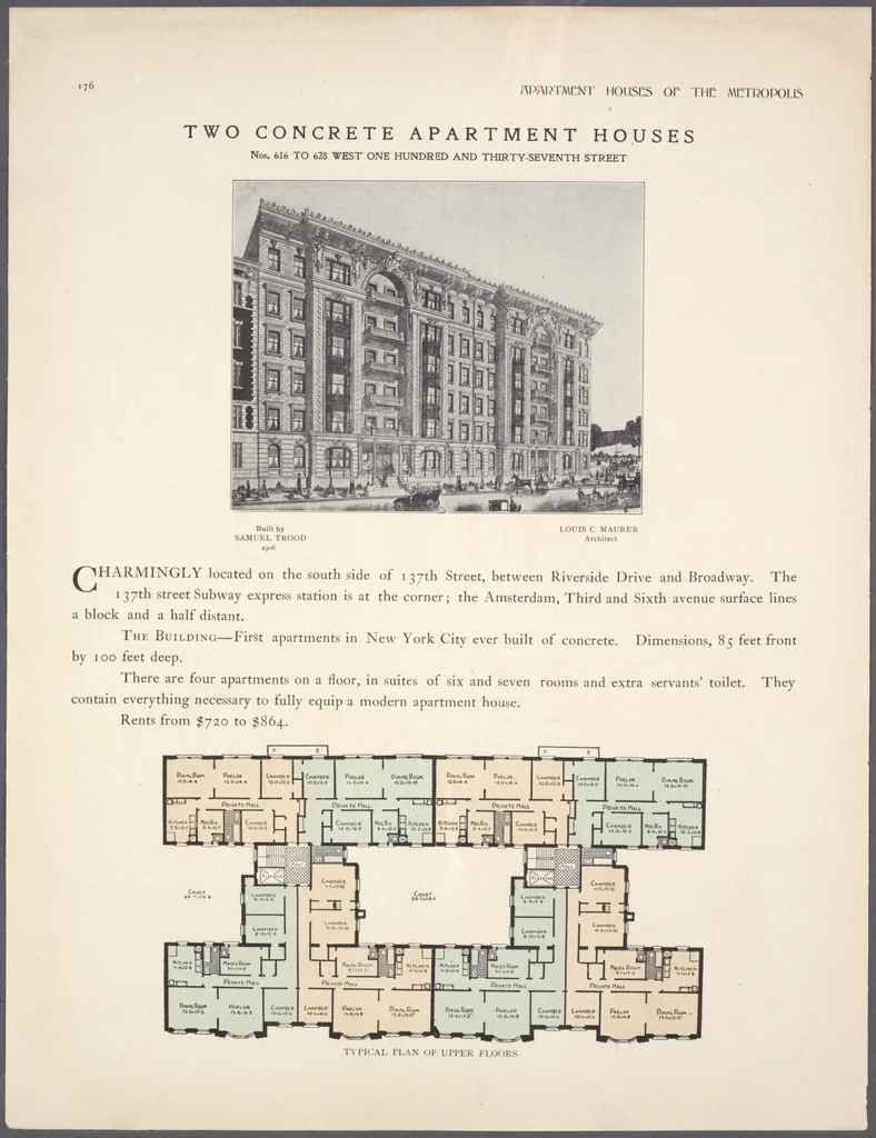 An illustration from Apartment houses of the metropolis, 1908, leaf 176