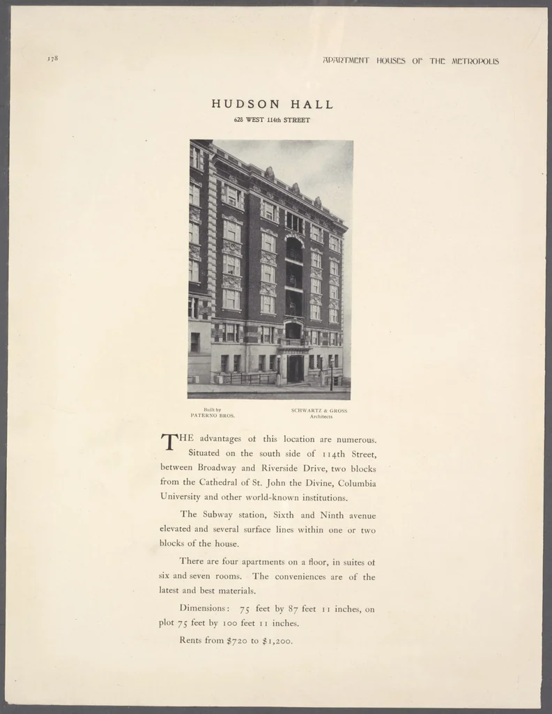 An illustration from Apartment houses of the metropolis, 1908, leaf 178