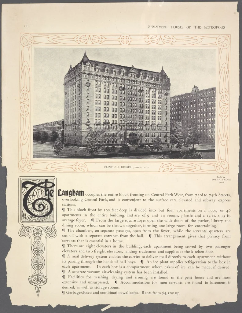 An illustration from Apartment houses of the metropolis, 1908, leaf 18