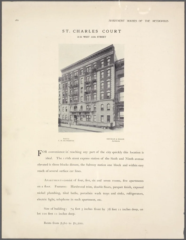 An illustration from Apartment houses of the metropolis, 1908, leaf 182