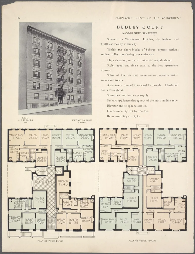 An illustration from Apartment houses of the metropolis, 1908, leaf 184